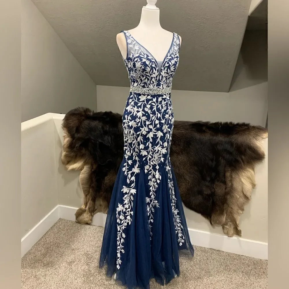 Custom Made Embroidered Lace and Exquisite Beaded  & Sequins Mermaid Gown